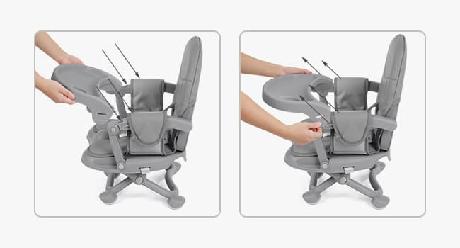 YOLEO Baby High Chair Booster Seat for Dining Table, Adjustable Height Travel Foldable High Chairs with Tray