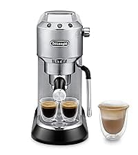 De'Longhi Dedica Maestro Plus Espresso Machine, Automatic Steam Wand, 3 Coffee Temp & Milk Foam Settings, 54oz Removable Tank, Easy-to-Clean Dishwasher-Safe Parts, Compact Stainless Steel Design