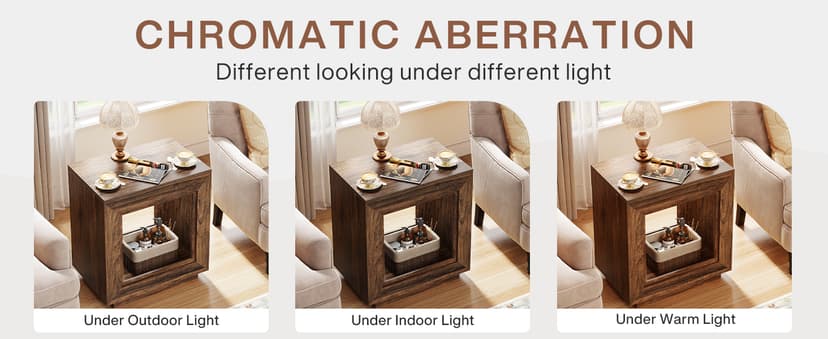 Tribesigns Rustic Wood End Table, 2 Tiered Square Side Table with Storage Shelf, Industrial Sofa Side Table for Living Room, Entrance (Rustic Brown) (1)