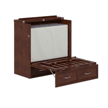 AFI, Northfield Queen Murphy Bed Chest with 6" Mattress, Storage Drawer & Built-in USB Charger, Light Toffee