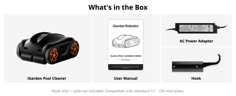 Pool Cleaner K20, 2H Runtime Cordless Robotic Pool Vacuum, Touch Screen, Smart Navigation, Cleans Floor, Walls, Waterline, Ideal for Above & In-Ground Pools, Self-Parking