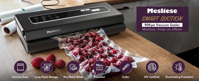 Vacuum Sealer Machine 90Kpa 6-in-1 Compact Food Vacuum Sealing Preservation System with Cutter | 2 Bag Rolls | 5 Pre-cut Bags | Dry&Moist Modes | ETL Listed (Gray)