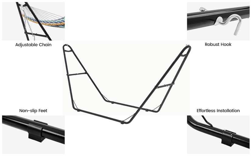 Yaheetech Hammock with Stand Set, Heavy-Duty Steel Hammock Stand for 2-3 People Outdoor, Porch, Patio, Deck and Backyard, Max Weight Capacity 475LB - Blue Stripe