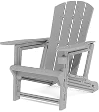 Adirondack Chair Set of 6, HDPE Plastic Adirondack Chairs, All Weather Fire Pit Chairs with Cup Holder, Outdoor Lawn Chair for Patio, Garden, Backyard, Grey