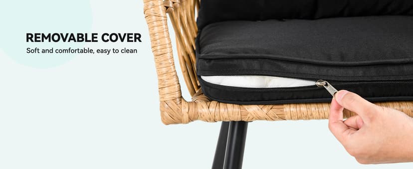 YITAHOME Patio Chairs Set of 4, Outdoor Patio Furniture Dining Chairs, All-Weather Rattan Conversation Chairs with Soft Cushions for Backyard Deck (Light Brown+Black)