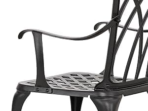 NUU GARDEN Patio Bistro Sets 3 Piece Cast Aluminum Bistro Table and Chairs Set with Umbrella Hole Bistro Set of 2 for Patio Backyard, Black