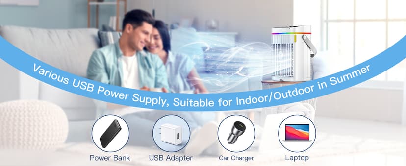 Portable Air Conditioners,1200ML Cooling fan Mini Air Conditioner with Remote Control,3 Wind Speed & 7 LED Light,3 Cool Mist& 1-3H Timer,Personal Air Conditioner Evaporative Air Cooler for Room/Office