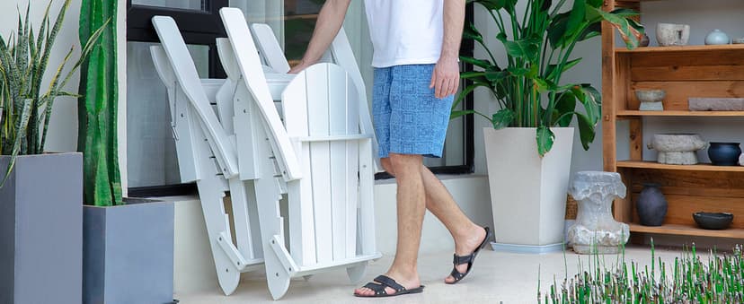 Ciokea Folding Adirondack Chair Wood Texture, Patio Adirondack Chair Weather Resistant, Plastic Fire Pit Chair with Cup Holder, Lawn Chair for Outdoor Porch Garden Backyard Deck (Teak)