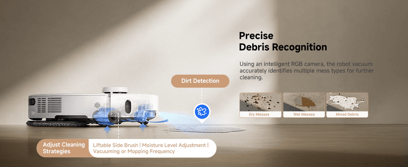 Mova P50 Pro Ultra Robot Vacuum and Mop, 19,000Pa Suction with Anti-Tangle Brush, Removable & Liftable Mop for Carpet & Floor, 167℉ Mop & Washboard Self Drying & Cleaning, Auto Empty & Refill