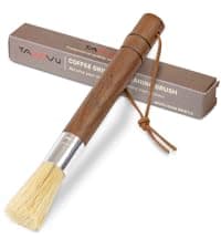 Takavu Coffee Grinder Cleaning Brush, Barista Brush with Black Boar Bristle, Espresso Machine Cleaner Tool, Brista Dusting Accessories Used on Group Heads, Shower Screen, Portafilter, Scoop, Tamper