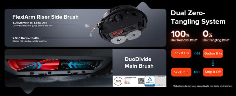 roborock Saros 10R Robot Vacuum and Mop, Powerful Suction, Zero-Tangling, 3.14’’ Ultra Slim, FlexiArm Riser Technology for Carpet & Floor, Corner & Edge Cleaning, Self-Emptying, Hot Air Drying, Black