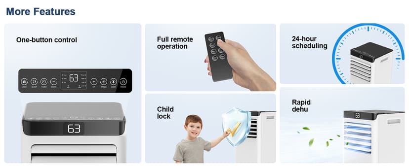 Portable Air Conditioners 8,000 BTU Air Conditioner Portable for Room up to 365 Sq.Ft. Portable AC Unit with Remote Control 4 Modes Dehumidifier Window Mount Kit (8000-07E)