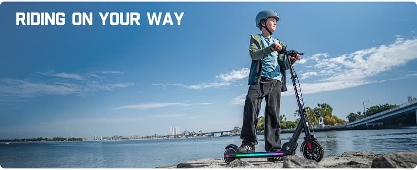 FanttikRide T9 Apex Electric Scooter for Kids 4.3-5.6 ft, 200 W Motor, LED Colorful Lights with Bluetooth Music Speaker, 7/10/12 MPH Digital Display, Adjustable Height, Foldable, Up to 40 mins