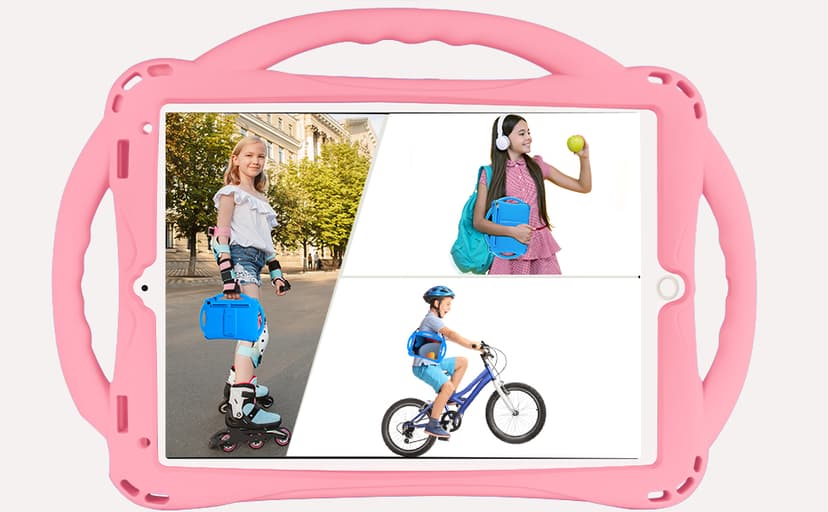 TopEsct Kids Case for iPad 10.2 inch - Shockproof Silicone Cover with Tempered Glass Screen Protector and Strap - Compatible with iPad 9th/8th/7th Gen (2021)" (Pink)