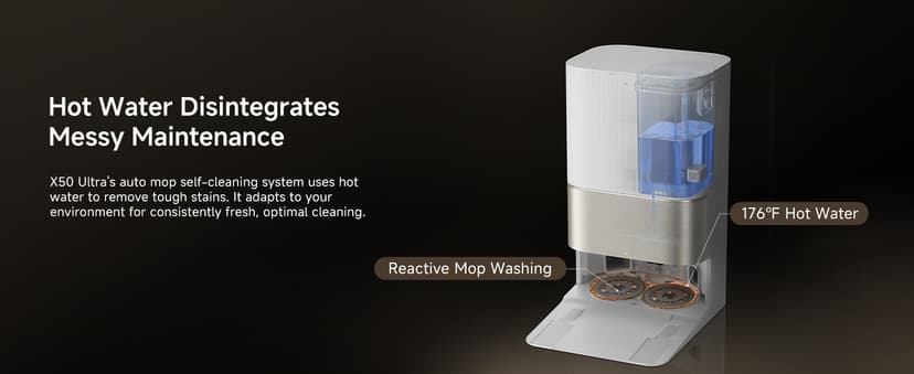 DREAME X50 Ultra Complete Robot Vacuum and Mop with Auto-Empty and Mop Self-Cleaning, 20,000Pa Suction, Obstacle Avoidance and 360° Navigation, Corner to Edge Deep Cleaning, Detangling Brush (White)