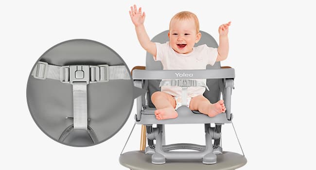 YOLEO Baby High Chair Booster Seat for Dining Table, Adjustable Height Travel Foldable High Chairs with Tray