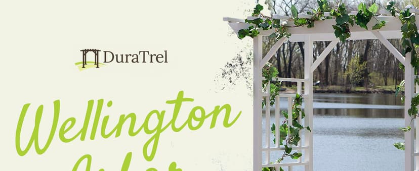 Dura-Trel Wellington Arbor, Vinyl Garden Archway for Outdoors, White, 72" x 85" - Backyard Decorative Arch for Pathways & Entrances w/ Trellis Sides for Climbing Plants, Vines & Flowers