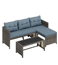 Shintenchi 3 Piece Outdoor Rocking Bistro Set, Textilene Fabric Small Patio Furniture Set, Front Porch Rocker Chairs Conversation Set with Table for Lawn, Garden, Balcony, Poolside (Black)