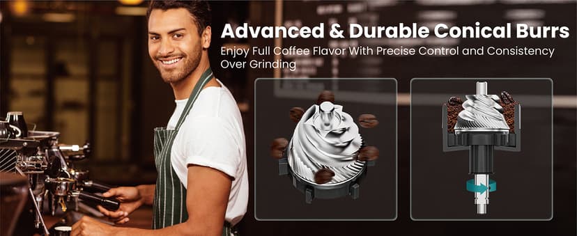 Gevi Coffee Grinder Electric,Coffee Bean Grinder with 35 Grind Settings for Espresso,Drip,French Press,Burr Coffee Grinder for Home Use,Anti-static Design,Black