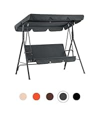 MCombo 2-3 Person Outdoor Patio Swing Chair, Convertible Canopy Hanging Swing Glider Lounge Chair, Removable Cushions, 4003 (Dark Gray)