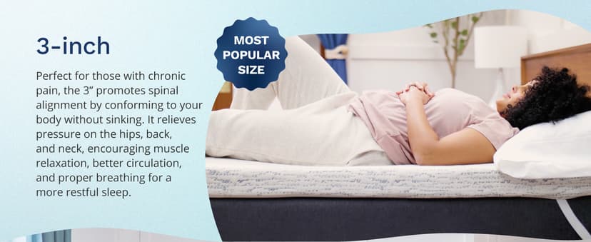 ViscoSoft 3 Inch Memory Foam Mattress Topper Queen - Select High Density Ventilated Mattress Pad - Premium Removable Rayon Cover