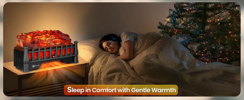 Electric Fireplace Logs Inserts Heater with Infrared Remote, 24 H Timer, 5 Flame Brightness, Thermostat, Overheating Protection for Home & Office