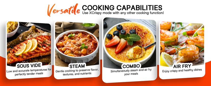 Nuwave Combi Steam Oven, 16Qt All-in-One Stainless Steel Multi-Cooker: Air Fry, Toast, Steam, Sous Vide & More, Precise 50-450°F, Adjustable Moisture, 120 Presets, Programmable Memories, Easy to Clean