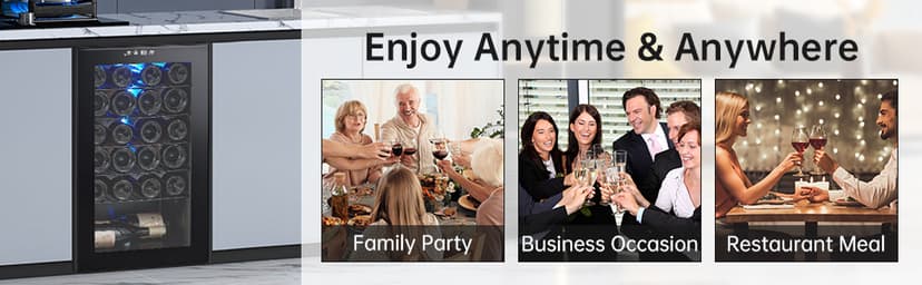 Garvee Wine Fridge 24 Bottle, Wine Cooler Refrigerator with 40~61°F Digital Temperature Control, Freestanding Wine Cellar for Red White Wine, Champagne, Beer with Blue Interior Light (24 Bottles)