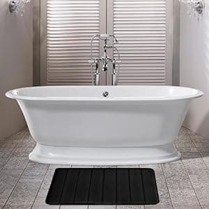 Bathroom Rugs Set Memory Foam Bath Rugs Non-Slip Bath Mat Set 3 Piece,Washable Bathroom Mats,Absorbent Shaggy Rugs Super Soft U-Shaped Toilet Rug,Bahroom Carpets for Bathroom,Tub,Shower(Black)