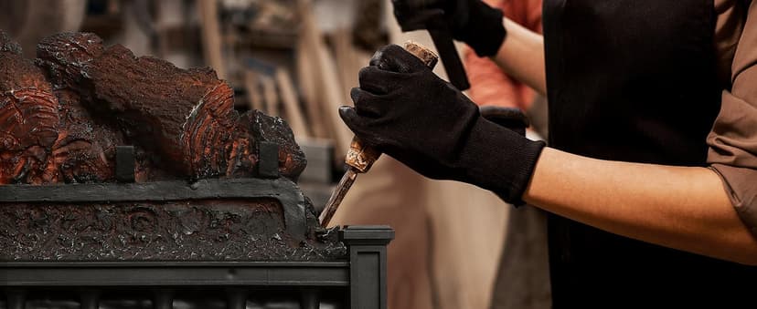 TURBRO Eternal Flame 26 in. WiFi Infrared Quartz Electric Fireplace Log Heater with Sound Crackling, Realistic Pinewood Logs, Adjustable Flame Colors, Remote Control, Thermostat, Timer, 1500W Black