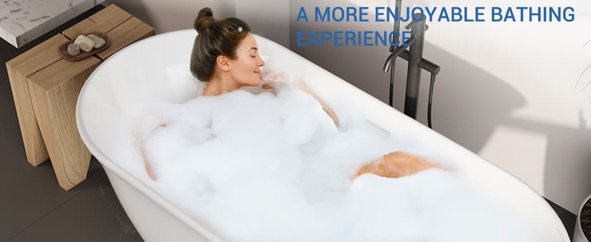 67 Inch Acrylic Freestanding Bathtub, Luxury Oval Soaking Tub, Modern Stand Alone Bath In White, with Chrome Drain, Overflow, Deep Soak Freestanding Tub for Bathroom