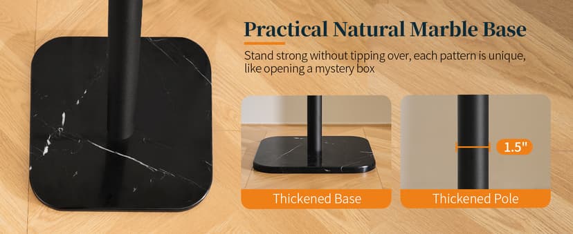 Yoobure Coat Rack Freestanding with Natural Marble Base - Cactus Coat Tree with 6 L-shaped Hooks, Heavy Duty Coat Hanger Stand, Metal Coat Rack Stand for Entryway, Hall Tree for Jacket/Hat/Clothes/Bag