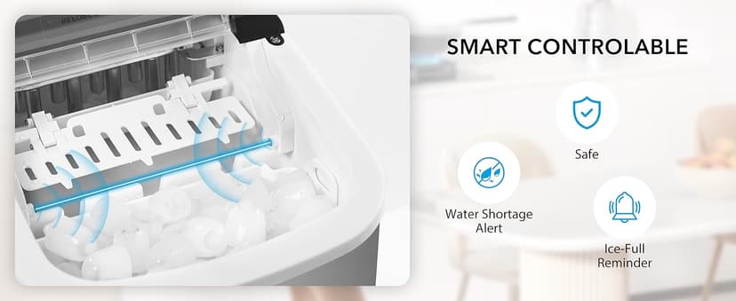 MAXEVE Ice Maker Countertop, 34LBs/24H Ice Machine, 2 Bullet Size, Fast Making 9Cubs in 5 Mins, Portable Ice Maker Machine with Self Cleaning, Ice Basket, Ice Scoop for Home/Office/Bar (Silver)