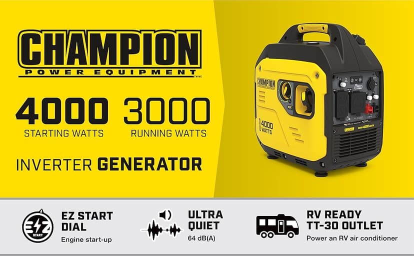 Champion Power Equipment 4000-Watt RV Ready Portable Inverter Generator with Quiet Technology and CO Shield
