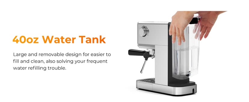 CHULUX Slim Espresso Machine with Milk Frother Steam Wand, 20 Bar Professional Italian Pump Espresso Coffee Machine for Home Cappuccino & Latte Maker, Silver