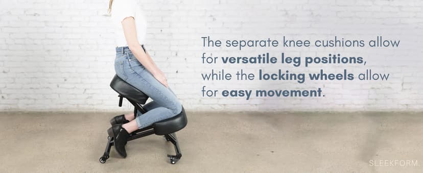 Sleekform Ergonomic Kneeling Chair - Adjustable Seat Angle and Height - Ergonomic Posture Kneeling Stool Chairs for Office and Home - Thick Comfortable Cushions, Wheels