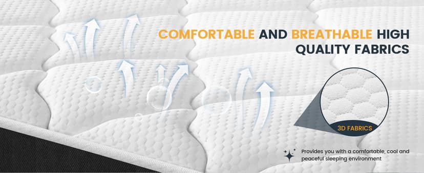 Queen Mattress, 14 inch Queen Bed Mattress in a Box, Firm Hybrid Mattresses with Gel Memory Foam and Pocket Springs, Pressure Relief & Upgraded Support, Cooling and Breathable