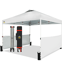 CROWN SHADES 10x10 Pop up Canopy Tent Instant Canopy with 150D Silver Coated Fabric Including 2 Half Sidewalls, 4 Ropes, 8 Stakes, 4 Weight Bags, STO 'N Go Bag, White