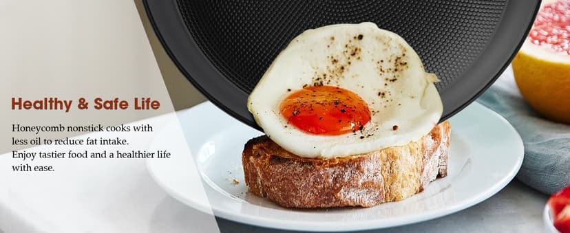 imarku Non Stick Frying Pans - 8 inch & 10 inch Frying Pan Nonstick Set, Honeycomb Lock Oil Cast Iron Skillets, Dishwasher Safe, Induction Compatible, Detachable Handle Pans, Best Gifts