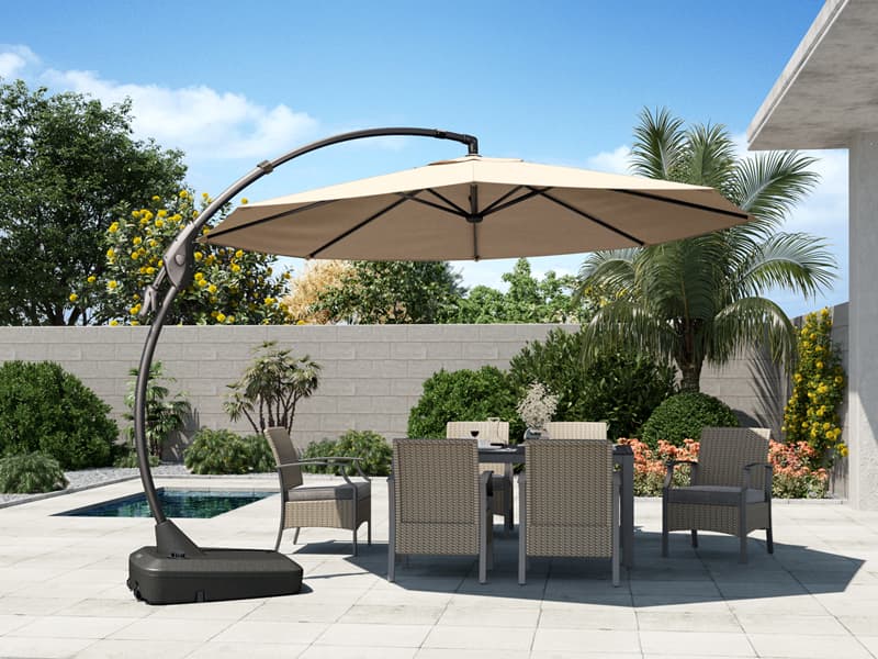 Grand patio 11FT Cantilever Umbrella with Base Outdoor Large Round Aluminum Offset Umbrella for Patio Garden Backyard (Champagne, 11 FT)