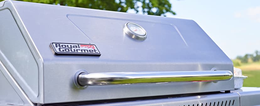 Royal Gourmet GA4402S 4 Burner Propane Gas Grill with Side Burner & Warming Rack, Stainless Steel Gas Grill with 54,000 BTUs Output for Barbecue Grilling & Backyard Cooking, Silver