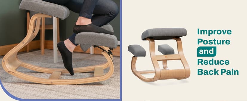 Ergonomic Kneeling Chair with 2 Knee Pads - Adjustable Height Rocking Knee Chair or for Posture for Home Office Gift Woman - Angled Kneeling Stool