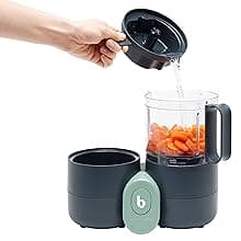 Babymoov Duo Meal Lite Food Maker - 4 in 1 Baby Food Processor with Steam Cooker, Blender, Baby Purees, Warmer and Defroster (Nutritionist Approved), Dark Grey