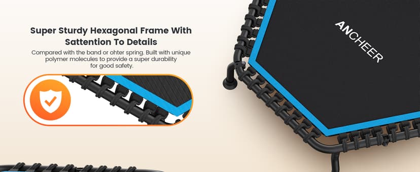 ANCHEER 50" Rebounder Trampoline for Adults- 2025 Foldable Mini Trampoline with Bar- Exercise Trampoline for Adults, Max Load 560lbs, for Indoor/Garden Workout