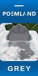 Extra Thick Large Bath Pillow with Neck,Back,Head Support for Bathtub, Spa, Soaking Gray(19''x15'')