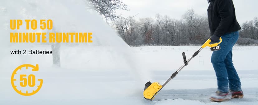 Cordless Electric Snow Shovel, Brushless 12-Inch Width | 6-Inch Depth Snow Blower, Lightweight Snow Thrower Machine, Efficient Snow Removal with Battery and Charger, 2 Batteries