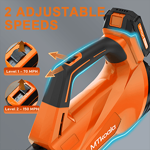 2025 Upgrade Leaf Blower, Leaf Blower Cordless with 2*2.6AH Batteries and Fast Charger, 450CFM &150MPH and 2 Speed Mode, Lightweight Electric Leaf Blowers for Lawn,Yard, Leaves, Dust,Snow Care(Orange)