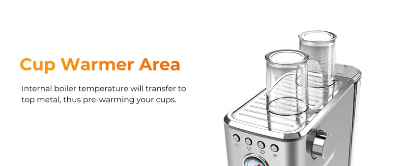 CHULUX Slim Espresso Machine with Milk Frother Steam Wand, 20 Bar Professional Italian Pump Espresso Coffee Machine for Home Cappuccino & Latte Maker, Silver