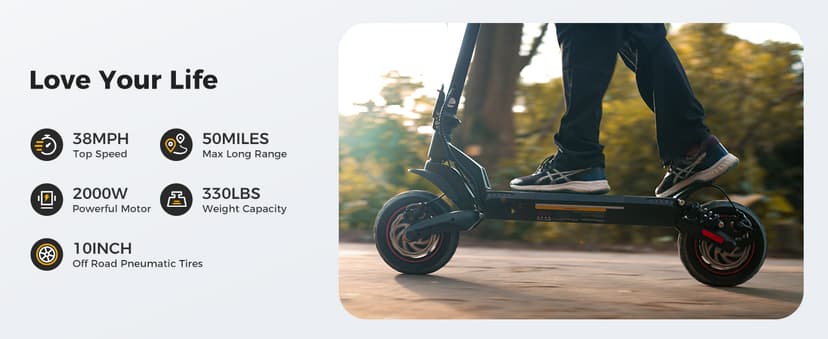 iScooter Electric Scooter, 40/43/50 Miles Long Range & 28/38 MPH Top Speed E Scooter, 10/11/12" Offroad Pneumatic Tire Scooter for Adults with Turn Signals, Double Braking Systems, APP and Storage Bag