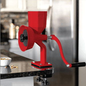WONDERMILL Hand Grain Mill Red Wonder Junior Deluxe- Manual Grain Mill and Grain Grinder for Dry and Oily Grains - Kitchen Flour Mill, Hand Crank and Spice, Corn, Wheat Stone Mill Grinder